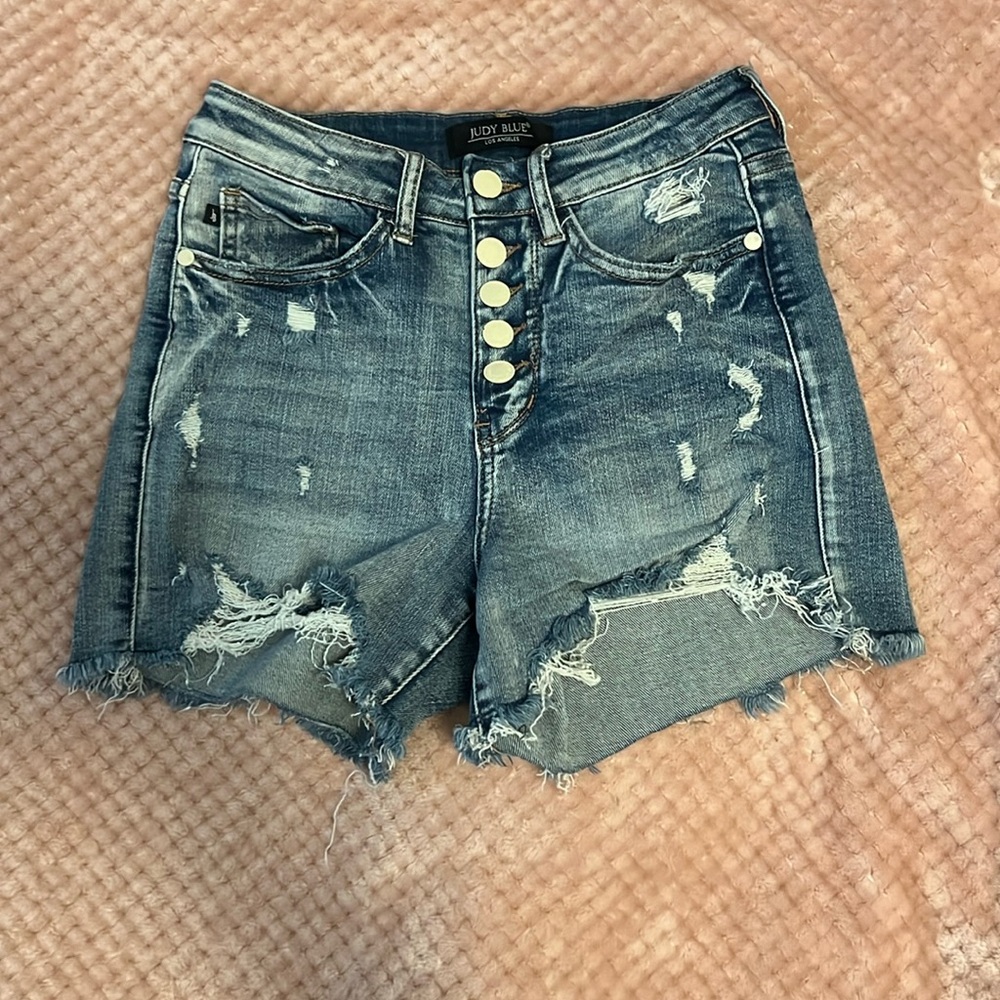 Judy Blue Light Wash Button Fly Shorts
